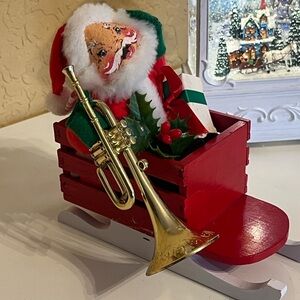 Annalee 1965 Christmas Santa Riding in Sleigh Mobility Doll 6" made in USA